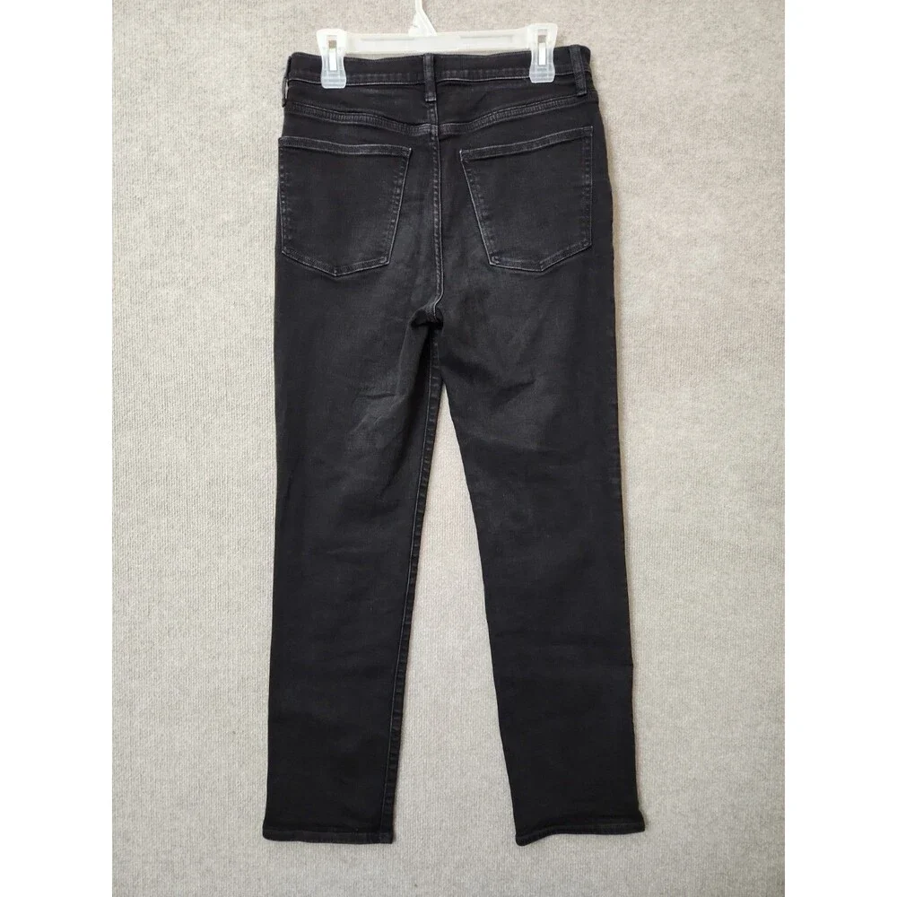 J Crew Hi Rise Stovepipe Jeans Women 29 Tall Black Button Fly Signature Stretch